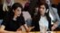 U.S. -- Nadia Murad listens as Amal Clooney speaks at the United Nations Security Council during a meeting about sexual violence in conflict in New York, New York, U.S., April 23, 2019. 