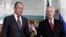 U.S. -- Russian Foreign Minister Sergey Lavrov (L) and U.S. Secretary of State Rex Tillerson talk to reporters in the Treaty Room before heading into meetings at the State Department in Washington, May 10, 2017