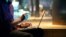 A man with laptop internet 
