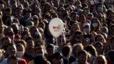 BELARUS -- Supporters of presidential candidate Svyatlana Tsikhanouskaya attend an election campaign rally in Minsk, July 30, 2020