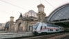 Dresden, Saxony, Germany - 04 March 2018: An modern double-decker InterCity train of Deutsche Bahn is waiting for its departure to Cologne in Dresden main station.