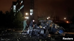 Взорванный в Донецке 18 февраля 2022 года автомобиль. При вызрыве никто не пострадал. Фото: Reuters