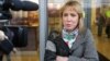Russia -- Open Russia employee Maria Baronova speaks to journalists in f ront of an office building, which houses the premises of Kremlin critic Mikhail Khodorkovsky's Open Russia movement, during a police raid, Moscow, April 27, 2017