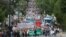 RUSSIA -- People take part in an anti-Kremlin rally in support of former regional governor Sergei Furgal arrested on murder charges, in the far eastern city of Khabarovsk, August 15, 2020