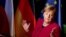 CZECH REPUBLIC -- German Chancellor Angela Merkel gestures during a news conference with Czech Prime Minister in Prague, October 26, 2018