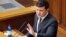 UKRAINE -- Ukrainian President Volodymyr Zelenskiy delivers a speech during a parliamentary session in Kyiv, October 20, 2020