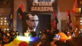 UKRAINE – During the action near the Kyiv City Council before the birthday to the birthday of OUN (b) leader Stepan Bandera. Kyiv, January 1, 2020