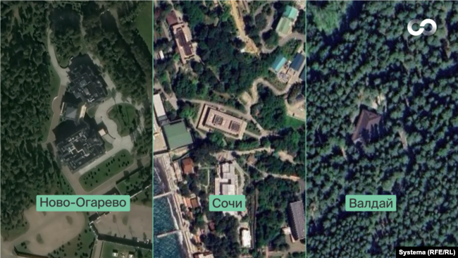 Здания резиденций Путина, где расположены  qrxiquikhihdatf