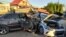 Фото с места наезда автомобиля на блокпост в Алматы