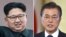 A combo photo of North Korean leader Kim Jong Un (L) and f South Korean President Moon Jae-In 