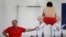 Coach of the gymnastics Russian Olympic team Valery Alfosov and team member Nikolai Kuksenkov