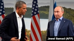 Барак Обама и Владимир Путин на саммите G8 в Северной Ирландии. 14 июня 2013 года