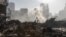 UKRAINE – General view of the site of a bombing at a shopping center as Russia's invasion of Ukraine continues, in Kyiv, March 21, 2022