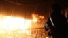 Ukraine -- Fire after Russian strike in Nizhyn, Chernihiv region, 16Oct2025