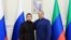 DAGHESTAN -- Mixed martial artist, UFC Lightweight Champion Khabib Nurmagomedov (L) and Daghestan's acting leader Sergei Melikov pose for a photograph during a meeting, in Makhachkala, October 30, 2020