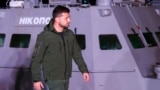 UKRAINE -- Ukrainian President Volodymyr Zelenskiy visits the port of Ochakiv to greet the three Ukraine's naval ships, captured in the Kerch Strait in November 2018 and then returned by Russia, in the port of Ochakiv, November 20, 2019