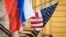 RUSSIA -- A Russian flag flies next to the U.S. embassy building in Moscow. October 22, 2018