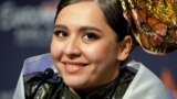NETHERLANDS -- Manizha from Russia with the song 'Russian Woman' attends a press conference after qualifying for the Grand Final during the First Semi-Final of the 65th annual Eurovision Song Contest (ESC) at the Rotterdam Ahoy arena, in Rotterdam, May 18