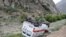 Kyrgyzstan - Bstken - The remains of an ambulance stand on the outskirts of the village of Kok-Tash after an incident on the Kyrgyz-Tajik border - May 1, 2021.