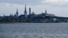 Tallinn skyline, Estonia, Europe. Tallinn silhouette from the baltic sea