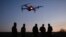 UKRAINE -- Ukrainian servicemen launch a drone on their position not far from Popasna village of Luhansk region, April 20, 2019