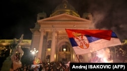 Празднование победы "Студенческого списка" на парламентских выборах в Сербии