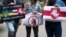 UKRAINE – During the action of solidarity with the Belarusian people near the Embassy of Belarus in Ukraine. Kyiv, August 14, 2020