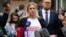 RUSSIA -- Opposition figure Lyubov Sobol talks to the media after being handed a one year community service suspended sentence over charges for trespassing and violence after she rang the doorbell of the alleged FSB Kremlin critic Navalny said took part i