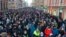 RUSSIA – People take part in an unauthorized rally in support of Russian opposition activist Alexei Navalny in a street. St Petersburg, January 31, 2021 