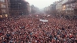 Approximately 200,000 people gather on Wenceslas Square to take part in one of the biggest protest rally in recent times in Prague, Czechoslovakia, Monday, Nov. 20, 1989. 