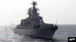 Российский ракетный крейсер "Москва" у берегов Сирии