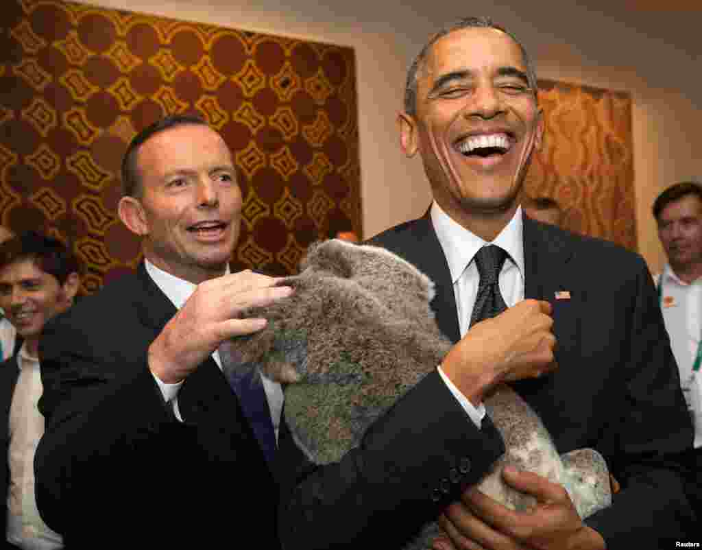 Премьер-министр Австралии Тони Эбботт и президент США Барак Обама.