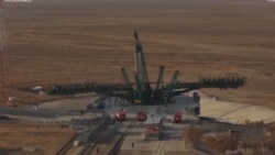 Поврежденный стол для запуска российских пилотируемых ракет на Байконуре