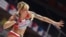 Yana Maksimava competes in the women's pentathlon shot put at the 2017 European Athletics Indoor Championships in Belgrade.