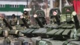 RUSSIA -- YEKATERINBURG, APRIL 14, 2020: T-72B3 battle tanks involved in a rehearsal of a military parade to be held on May 9 and mark the 75th anniversary of the victory in World War II. 