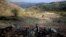 NAGORNO-KARABAKH -- Debris of a shot down unmanned aerial vehicle is seen near Stepanakert (Xandandi), the main city of the breakaway region Nagorno-Karabakh, October 11, 2020