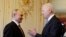 SWITZERLAND -- Russian President Vladimir Putin (L) and U.S. President Joe Biden speak prior to the U.S.-Russia summit at the Villa La Grange, in Geneva, June 16, 2021