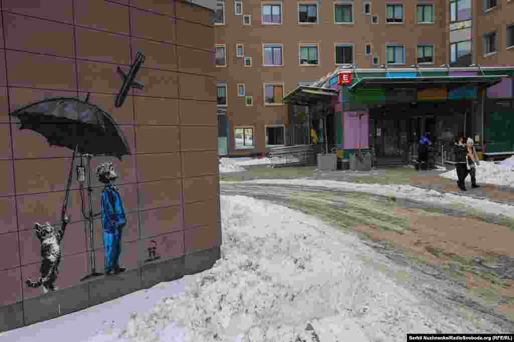 Граффити, появившееся в декабре 2025 года, создал украинский художник Андрей Ермоленко. Автор хотел привлечь внимание к необходимости усиления ПВО в Украине. Работа напоминает о российской атаке на детскую больницу "Охматдет" в Киеве 8 июля 2024 года, когда ударом был разрушен корпус токсикологии, где находились дети на диализе, а также было повреждено отделение для лечения детей с онкологическими заболеваниями