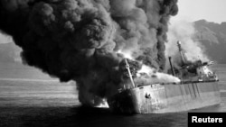 Горящий танкер в Ормузском проливе, 1987 год