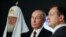 Путин, министр культуры Владимир Мединский и патриарх Кирилл 