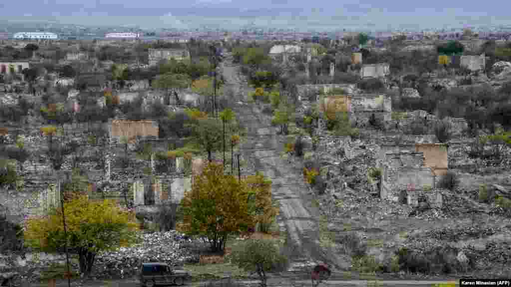 Tens of thousands of people once lived in Agdam, a former agricultural and industrial hub, but, after the first Karabakh war, it became better known as a gigantic ghost town. Individuals sometimes could be seen scavenging for materials from Agdam's seemingly endless patchwork of ruined houses and buildings.
