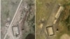 Автоколонна транспортно-перезаряжающих машин и укрытие для хранения ракет на авиабазе Рогачево: июль 2022 года (слева) и последние доступные снимки в Google Earth от августа 2025 года